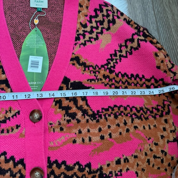 Farm Rio Pink Croco Knit Cardigan - Picture 7 of 9